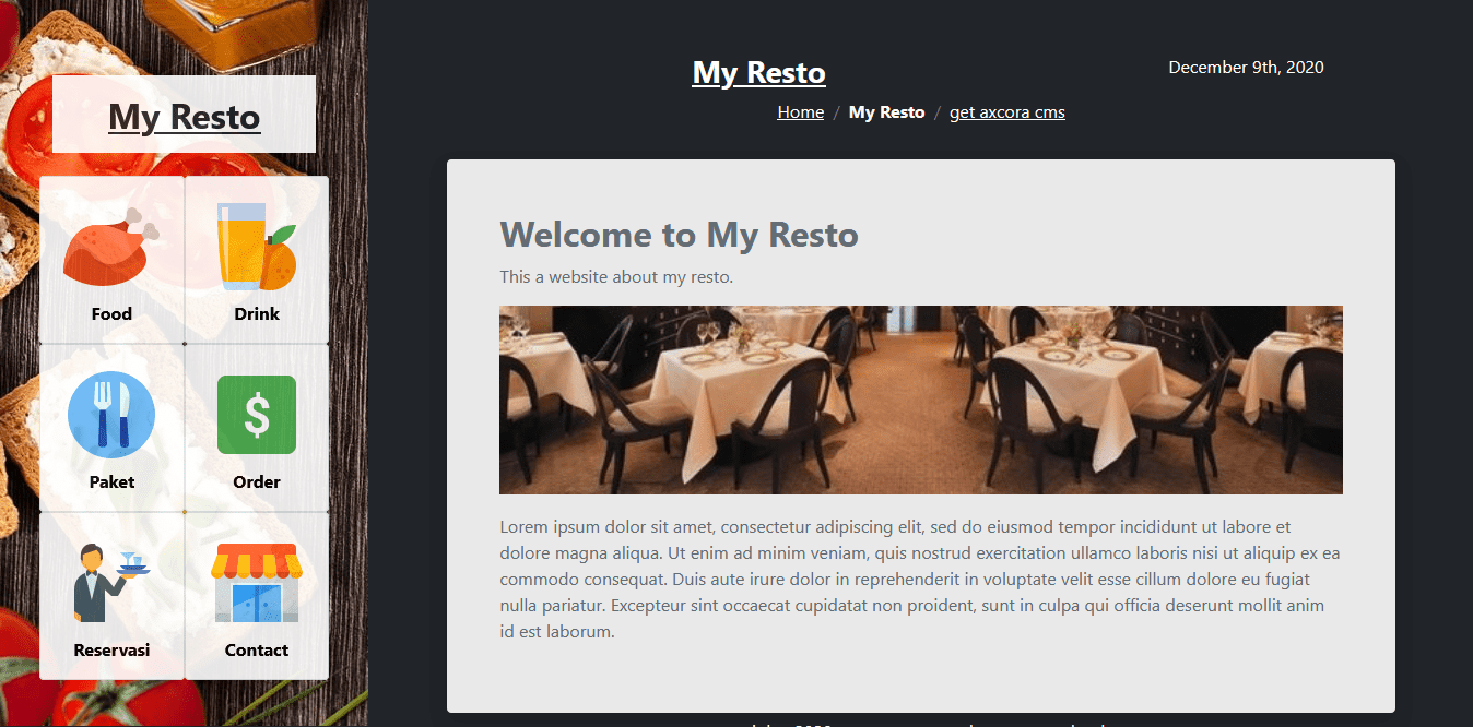 Website restoran siap pakai